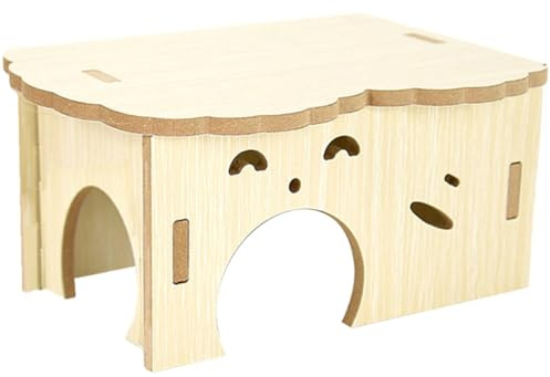 MAGICLULU Maison en Bois Forme Amusante Résistante aux Morsures, Facile à Nettoyer Beige pour Cobayes et Petits Animaux pour Cachette et Repos