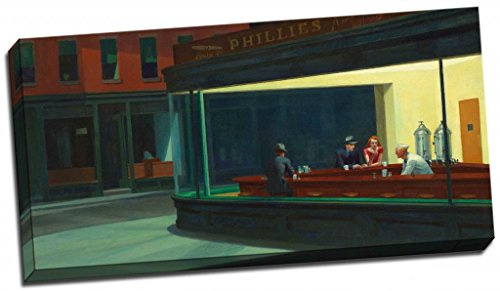 Gran Edward Hopper Nighthawks 1942 impresión DE lienzo Art Póster, 30 x 16 Inches (76cm x 41cm)