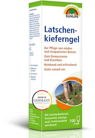 SUNLIFE Latschenkiefer Gel 1 x 100ml - schnell einziehendes Gel mit Rosmarin- / Eukalyptus- & Latschenkieferöl - erfrischende Latschenkiefer Salbe - Ideal zur Bein-Massage nach dem Sport