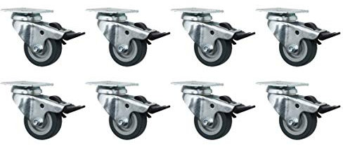 8 Stück 50 mm Apparaterolle Transportrolle als Lenkrolle mit Totalstop Möbelrolle