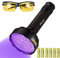 Alonefire SV128 395nm UV Torch 128 LED Ultraviolet Blacklight Flashlight Black Light for Scorpion, Pet Urine Detection, Dry Stain, Carpet, Floor with UV Protective Glasses, 6xAA Batteries Included