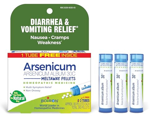 Boiron Arsenicum Album 30C Homeopathic Medicine for Relief from Diarrhea, Nausea, Vomiting, Cramps, and Traveler's Diarrhea - 3 Count (240 Pellets)
