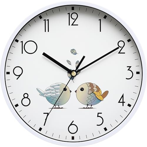NUOVO 8 Inch Round Wall Clock Silent & Non-Ticking Retro Wall Clock Operated for Living Room Bedroom Kitchen Children Room(20 cm/ 8)