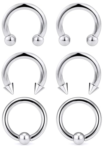 Ocptiy 12G Septum Rings Jewelry Horseshoe Captive Bead Septum Nose lip Ring Hoop Stainless Surgical Steel Cartilage Helix Tragus Earrings Hoop Septum Piercing Jewerly for Women Men 10mm