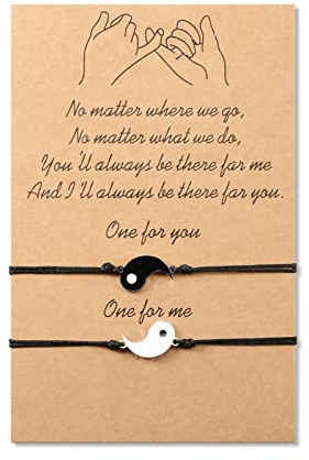 MANVEN Pulsera de mejor amiga Pinky Promise a juego de larga distancia amistad yin y yang pulseras regalo para 2 niñas mujeres amigas