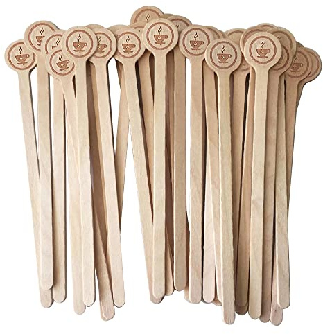 Coffee Stirrers Stir Sticks Wooden Beverage Mixer with Round Ends,Disposable Environmentally Friendly Biodegradable Cafe Grade Beverage Stir Sticks for 6 Inch Coffee Milk Cocktail Tea (100)