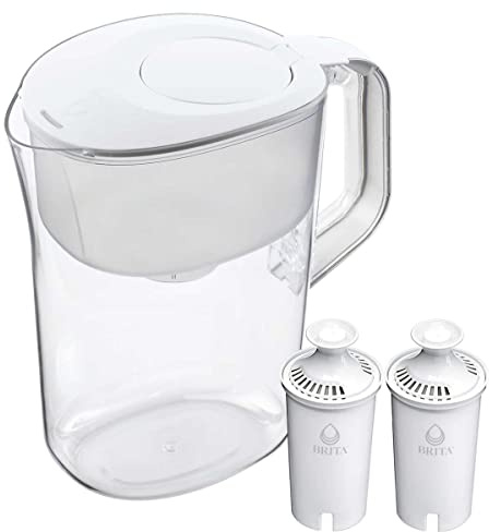 Brita Large 10 Cup Water Filter Pitcher with Smart Light Filter Reminder and 2 Standard Filtes, Made Without BPA, White (Packaging May Vary) (1512822)