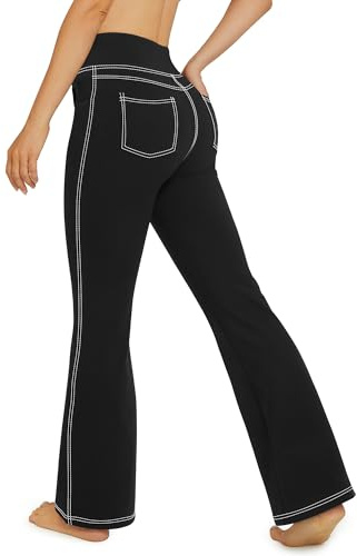G4Free Yoga Pants for Women Denim Style High Waist Flared Leggings Stretch Trousers with 4 Pockets Petite/Regular/Tall