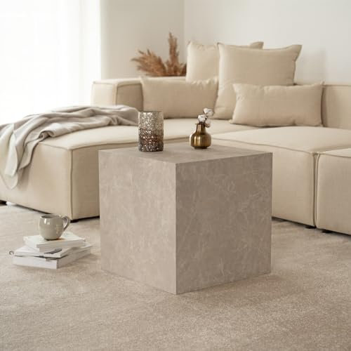 Home Deluxe - Couchtisch Amiri M - Farbe: Beige, Größe: 50 x 50 cm, MDF Platte, bereits fertig montiert I Wohnzimmertisch Beistelltisch Sofatisch