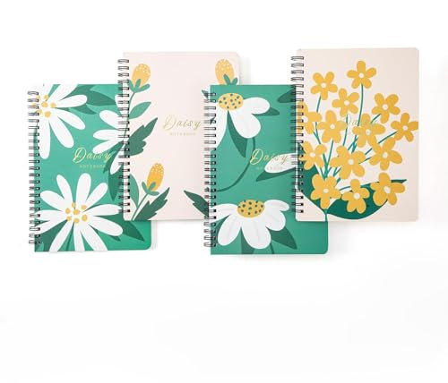 SIAZIH Inspirierender Stil Notizbuch A5，160 Seiten 4 Stück A5 Notizbücher Hardcover Leicht zu transportierende Geeignet für Schulen und Büros, Inspirational