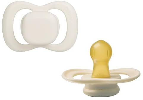b.box Pacifier Soother Dummy Size 1 (2 Pack) | Natural Rubber Latex |Round Nipple | Antimicrobial | 0-6m