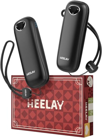 Heelay® Handwärmer Wiederaufladbar 2 Pack，Magnetische Elektrische Tragbare Heizung 10000mAh, Taschenformat, 3 Stufen Heizung, Outdoor Camping Hand Warmers Perfektes für Camping, Raynauds,Schwarz
