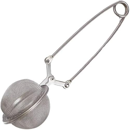 Silver Snap Ball Tea Strainer with Handle,Tea Strainer Ball Stainless Steel Tea Infuser Filter for Loose Leaf Tea Spices Seasonings,Easy to Clean,Tea Filters,Home and Kitchen,Tea Strainers and Filters