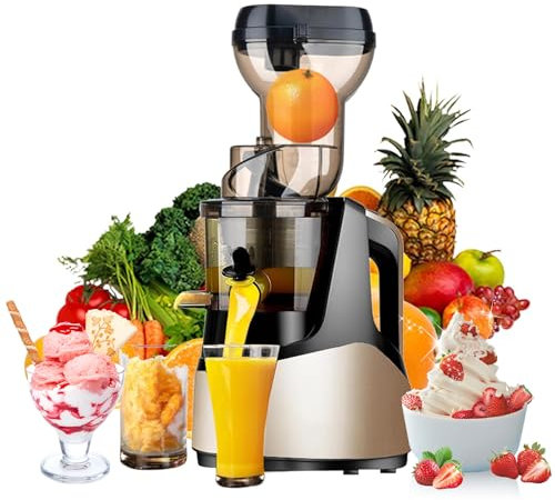300W Cold Press Juicer, Slow Masticating Juicer Machine med stor foderrännor för hela frukter/grönsaker - Lätt att rengöra, tyst drift, hög näringsämne kvarhållning