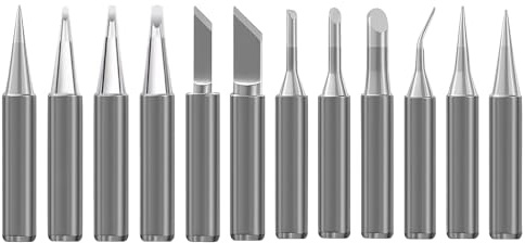 12 Pcs 900M Soldering Iron Tips Copper Replacement Solder Tips for Atten, Hakko, Quick, Yihua, Ryobi, and More Soldering Stations and Guns Lead-Free 900M-T Solder Tip Set Welding Equipment Accessory