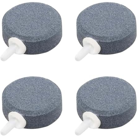 GNALIA Bulleur Aquarium Pierre À Air, Disque De Diffusion Bulles Rond Gris 4Cm, Diffuseur D'Oxygène Pour Pompe À Air, Accessoire Bassin Poissons, 4 Pièces