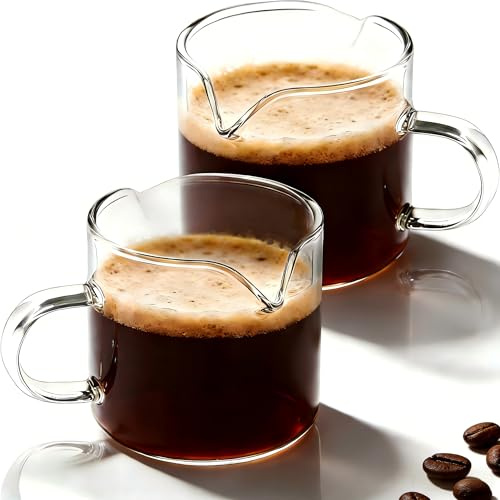 Supercenter Espresso Cups | 2-Pack,4 oz High-Transparency Glass Doubleshot Coffee Cups, Dishwasher Safe, Dual Pour Design