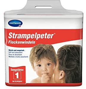 Strampelpeter Flockenwindeln Saugstärke 1: hygienische Lösung für Anwender mit leichter Inkontinenz, Inkontinenzeinlagen, 35x11cm, 56 Stück