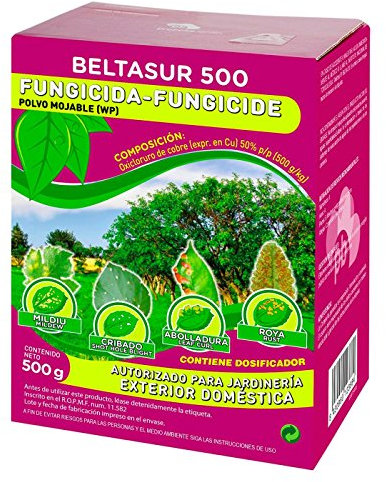Beltasur 500 Fungicida Plantas - Fungicida Foliar de contacto con Acción Preventiva - Autorizado para Jardinería Exterior - Mildiu Cribado, Roya y Repilo - Polvo Mojable (WP) - 500 g- Probelte