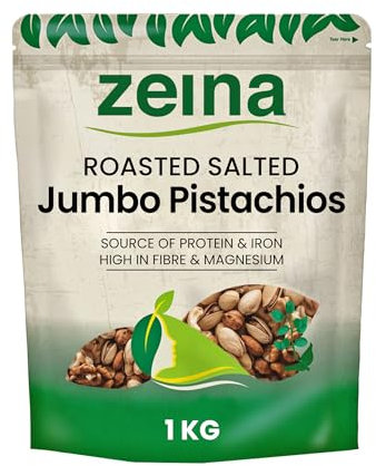 Zeina Jumbo Pistachios (1Kg) - Delicious Roasted Salted Jumbo Pistachio Nuts, Gluten Free and Vegan Approved Healthy Premium Snacking