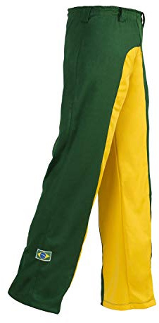 JL Sport Authentic Brazilian Capoeira Martial Arts Men's Trousers (Green and Yellow) - XL