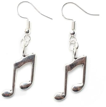 Miniblings noter dubbel åttondels noter örhängen åttonde anteckningar musik musiker silver – handgjorda modesmycken I örhängen försilvrad, 22mm, Metall