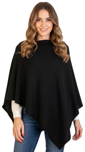 Marenza Poncho Misto Cashmere Donna Made in Italy (Nero)