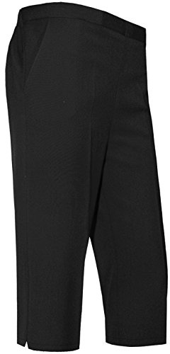 New Womens Ladies Half Elasticated Waist 3/4 Three Quarter Cropped Trousers Pants Plus Size 10 12 14 16 18 20 22 24 (Black, 10)