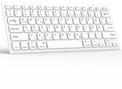 KBCASE Deutsche Bluetooth Tastatur für iPad/Samsung, Kabellose Tablet Tastatur für iPad,Samsung Galaxy Tab,iPhone, Xiaomi Pad, Lenovo,Huaiwei, Tastatur Bluetooth QWERTZ Layout,inkl 2 AAA Batterie