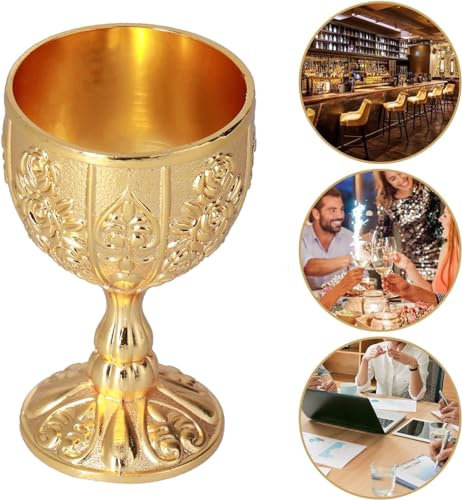 Fyearfly Antiker Goldbecher,2 Stück 30 ml Vintage Weinglas Kelch Kelchgläser Whisky Gläser, Gold Weinbecher Schnapsgläser Weinkelch Retro Weinkelch Ornamente für Home Bar Dekoration(Gold)