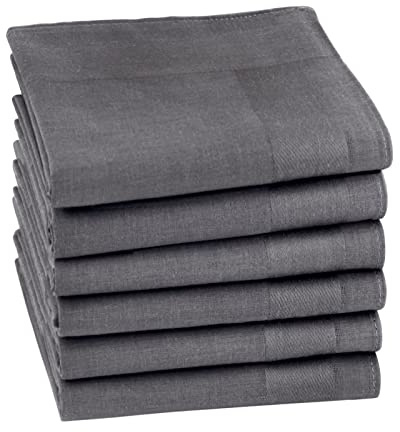 HOULIFE Mens Handkerchiefs - Ladies Handkerchief, Solid Colour Hankerchiefs, 100% 60S Cotton Soft Hankies for Dad Grandad Women Wedding, 40x40cm/16x16’’ (Dark grey, 6 Pieces)
