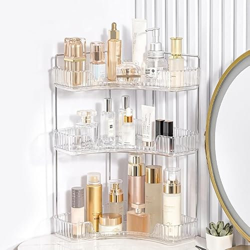 Organizzatore di Trucco, Organizzatore di Cosmetici ad Grande Capacità, Organizzatore di Profumi, Organizzatore Della Cura Della Pelle per Bagno (3 Strati, Chiaro)