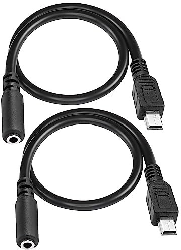 MEIRIYFA Mini USB Maschio a 3.5mm Cavo Audio Mic, 5 Pin Mini USB a 3.5mm Femmina TRRS 4-Pole Jack Adattatore Cavo per Cuffia Microfono Attivo Clip -33cm (2 Pack)
