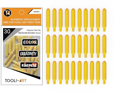 TOOLI-ART - Rotuladores de pintura acrílica (30 unidades, punta extra media, fibra de poliéster, fácil de reemplazar)