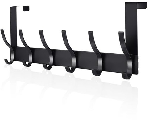 AUXHCYL Over Door Hanger, 6 Hooks Over The Door Hooks, Bearing Weight 20kg Over Door Hook Rack for Hanging Coat, Towel, Bag, Clothes, Over The Door Hanger Suitable for Bathroom, Bedroom, Kitchen
