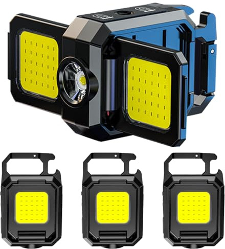 MVIOCS 3-pack nyckelring ficklampa, ljus 1 500 lumen COB mini uppladdningsbara EDC LED-ficklampor, höga lumen, vattentät nyckelring belysning utomhus, arbet för daglig användning, nödsituation