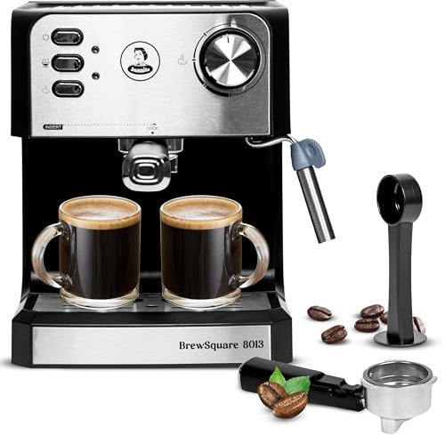 JUANITA Brewsquare Kaffeevollautomat 850W, Kaffeemaschine mit Mahlwerk 20 Bar, Espressomaschine 1.6L, Kaffeevollautomaten mit Doppeltem Auslassarm, Coffee Machine mit Dampfarm, Inklusive Zubehör