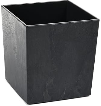 Gordanluk Square Planter Concrete effect plant pot Designed Flowerpot with plant riser extra large plant pots indoor plant pots outdoor flower pot (Concrete Black, 30cm x 30cm)