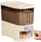 Cereal Dispenser | Transparent Rice Bucket Cereal Container | 10KG Rice Dispenser | Airtight Rice Storage Box | Large Capacity, Press To Dispense, Countertop Food Containers With Lid & Cup