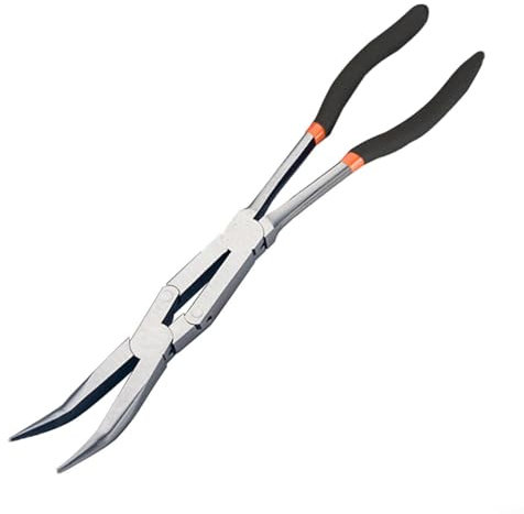 Alicates extra dobles de punta larga de 13 pulgadas, extractor de cables, alicates de punta de aguja para reparación de automóviles, reparación de electrodomésticos (45°)