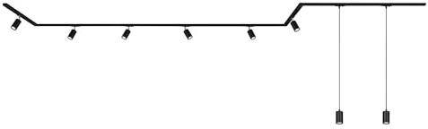 BRILONER - Set completo di binari, 6x spot GU10 orientabili, 2x GU10 a sospensione, sistema di binari a soffitto, binario per faretti, lampada a soffitto, faretto, 5,25m, nero