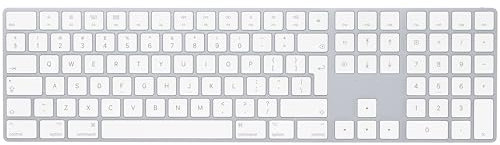 Apple Magic Keyboard with Numeric Keypad: Bluetooth®, rechargeable. Works with Mac, iPad or iPhone; International English, Silver