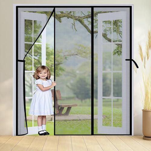 Cortina de mosquitera magnética 300x210cm Negro Pantalla antimoscas para puerta y ventana para pasillos, puertas para puerta de entrada/patio interior