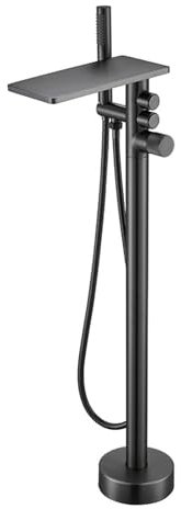 FYZLOIPU Grifo De Bañera Independiente De Pie, 2 Funciones, Latón, Cascada, Gris,