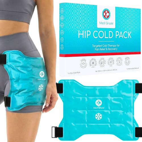 Medi Grade Bolsa de Hielo para Lesiones de Cadera – Bolsa de Gel Frío con Correa Ajustable y Reutilizable para Inflamación, Recuperación y Ayuda a la Movilidad Diaria
