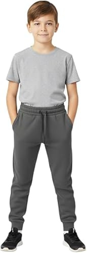 ITRAT Boys Girls School Jog Pants Kids Sports Fleece PE Joggers Trouser Jogging Tracksuit Bottoms Kids Sport Gym wear Casual Trouser 5-14 Years (11-12 Charcoal)