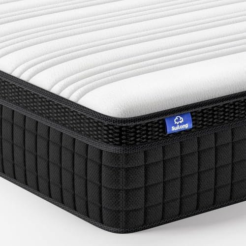 SuiLong Matelas Hybrid 120x190, 25cm Mi-Ferme Epaisseur Ressorts Ensachés Mousse à Mémoire de Forme Matelas, 7 Zones Confort pour Adulte, Oeko-tex