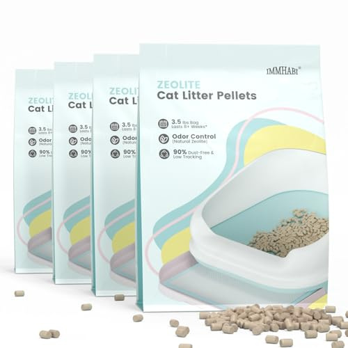 Generic Cat Litter Pellets 14 lbs(3.5lbs×4), Generic Litter Refills Exclusively for Dual-Layer Litter Box Systems, Dehydrating Pellets, Zeolite, Long-Lasting Odor Control Non-climping