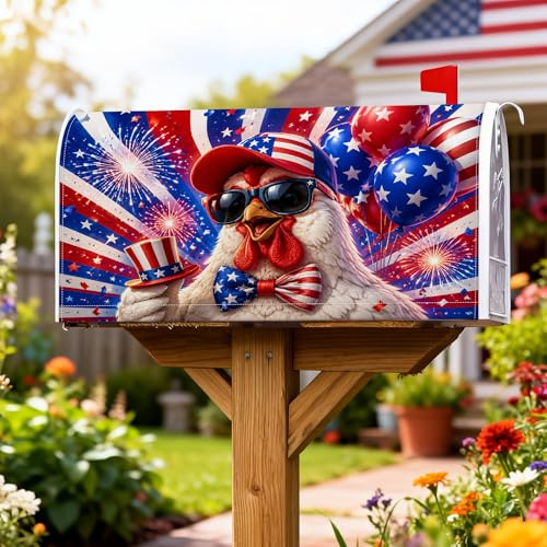 Coperture magnetiche per cassette postali con fuochi d'artificio, stelle natalizie patriottiche, palline gonfiabili per il 4 luglio, copertura rossa per cassetta postale per decorazioni per casa e