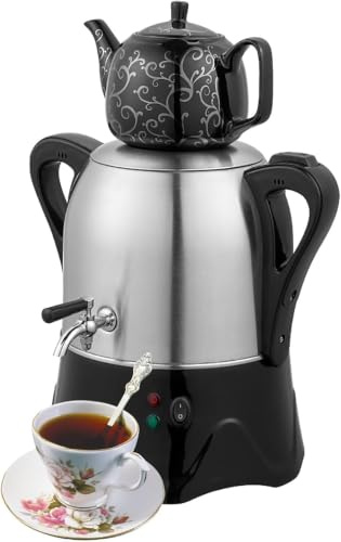 2000w Elektrisk Samovar-tebryggare Med Varmhållning, Snabb Uppvärmning För Kaffe Och Te, Perfekt För Bryggning Hemma Och På Kontoret, Snygg Design För Teälskare Black
